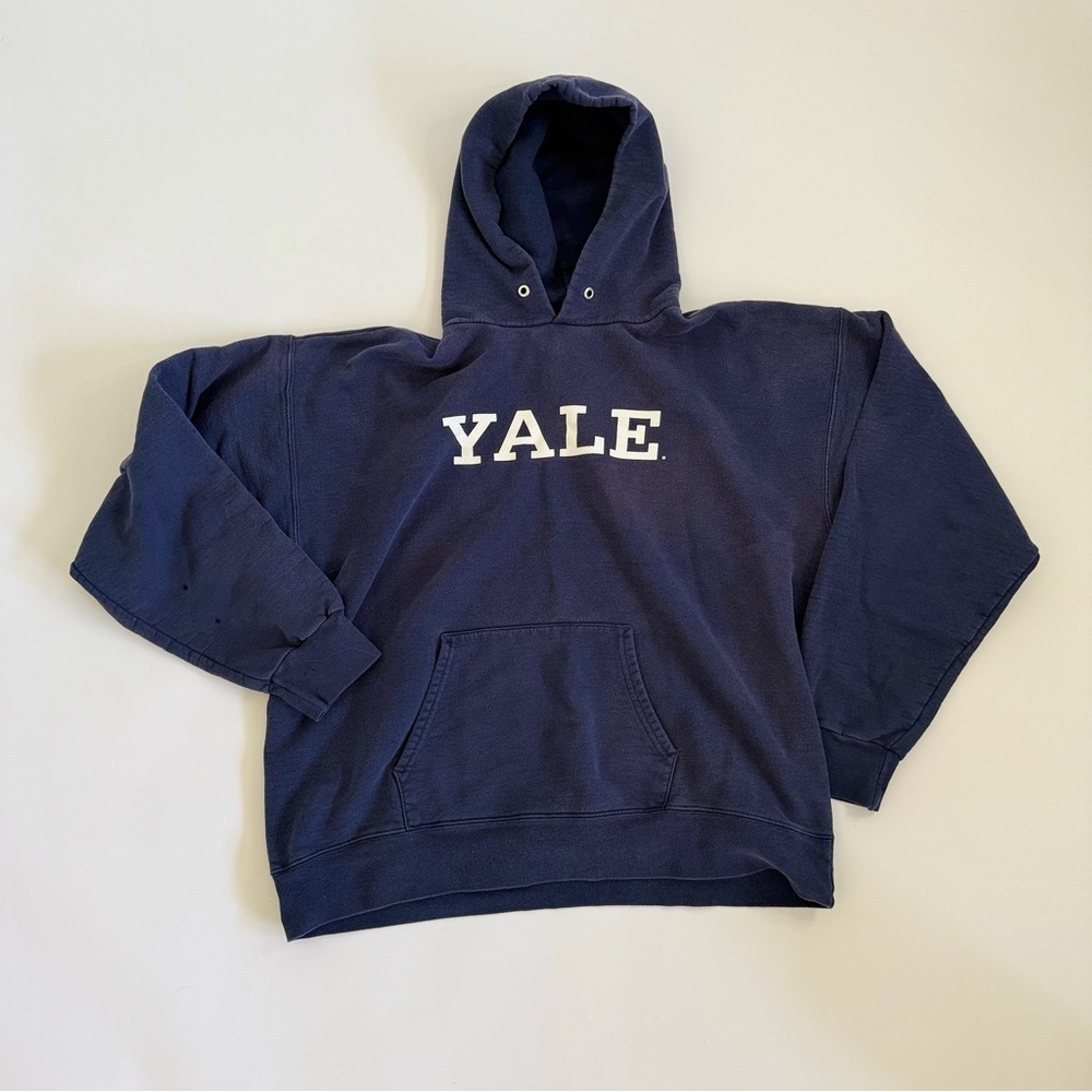 Yale Navy Logo Pullover Hoodie - Collegiate Fleece Sweatshirt